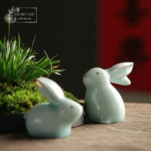 Cặp Thỏ Ngọc men bóng – Trang trí không gian bình yên