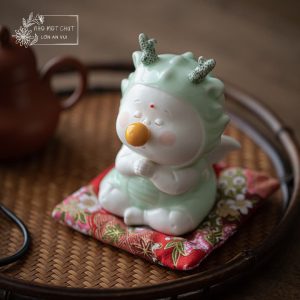 An Long – Tượng rồng gốm men ngọc ngồi yên